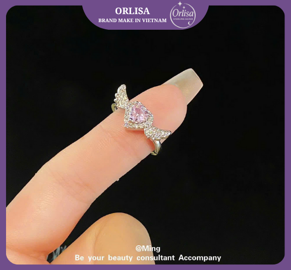 Nhẫn Pink Heart bạc 925 thương hiệu Orlisa1